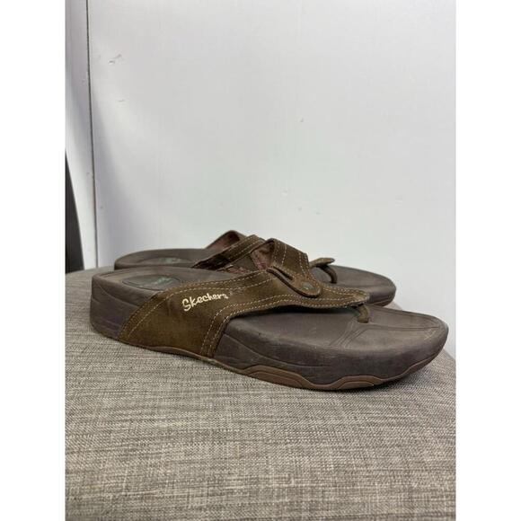 Skechers Shoes - Skechers Sandals Womens 10 Tone Ups Brown Thong Walking Flip Flop Slip On